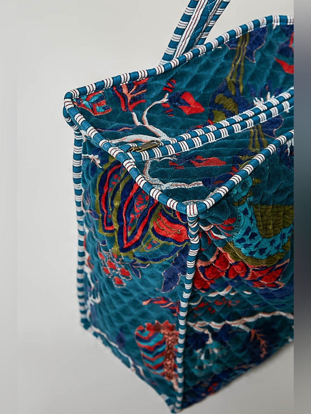 New POL Teal Floral Quilted Tote Bag - Picture 6 of 8